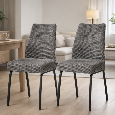 4-Fußstuhl >Jane< (2er Set) Federkern, grau, schwarz - 43x88x45 (BxHxT)