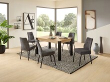 4-Fußstuhl >Jane< (2er Set) Federkern, grau, schwarz - 43x88x45 (BxHxT)