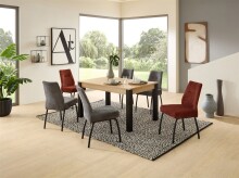 4-Fußstuhl >Jane< (2er Set) Federkern, grau, schwarz - 43x88x45 (BxHxT)