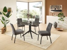 4-Fußstuhl >Jane< (2er Set) Federkern, grau, schwarz - 43x88x45 (BxHxT)