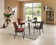 4-Fußstuhl >Jane< (2er Set) Federkern, grau, schwarz - 43x88x45 (BxHxT)