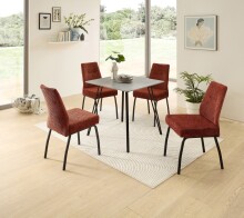 4-Fußstuhl >Jane< (2er Set) Federkern, rost, schwarz - 43x88x45 (BxHxT)