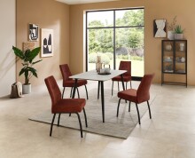 4-Fußstuhl >Jane< (2er Set) Federkern, rost, schwarz - 43x88x45 (BxHxT)