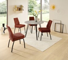 4-Fußstuhl >Jane< (2er Set) Federkern, rost, schwarz - 43x88x45 (BxHxT)