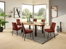 4-Fußstuhl >Jane< (2er Set) Federkern, rost, schwarz - 43x88x45 (BxHxT)