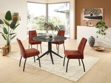 4-Fußstuhl >Jane< (2er Set) Federkern, rost, schwarz - 43x88x45 (BxHxT)