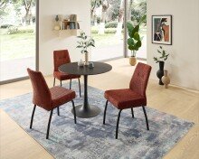 4-Fußstuhl >Jane< (2er Set) Federkern, rost, schwarz - 43x88x45 (BxHxT)