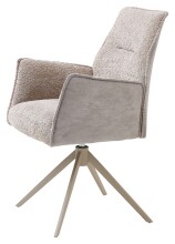 Armlehnstuhl >Kayla< (2er Set) drehbar, Bouclestoffbezug taupe, beige - 62x60x92 (BxHxT)