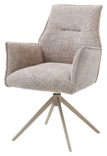 Armlehnstuhl >Kayla< (2er Set) drehbar, Bouclestoffbezug taupe, beige - 62x60x92 (BxHxT)