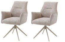Armlehnstuhl >Kayla< (2er Set) drehbar, Bouclestoffbezug taupe, beige - 62x60x92 (BxHxT)