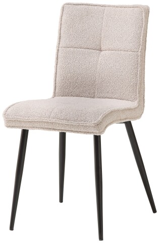 4-Fußstuhl >Lara< (4er Set) Bouclestoffbezug hellgrau, schwarz - 60x85x44 (BxHxT)