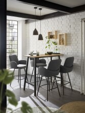 Barhocker >Malia< (2er Set) drehbar, Armlehnen, grau, schwarz - 55x103x61 (BxHxT)