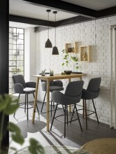 Barhocker >Malia< (2er Set) drehbar, Armlehnen, grau, schwarz - 55x103x61 (BxHxT)