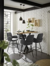 Barhocker >Malia< (2er Set) drehbar, Armlehnen, grau, schwarz - 55x103x61 (BxHxT)