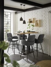 Barhocker >Malia< (2er Set) drehbar, Armlehnen, grau, schwarz - 55x103x61 (BxHxT)