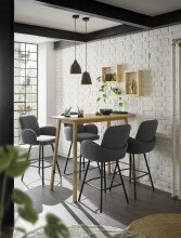 Barhocker >Malia< (2er Set) drehbar, Armlehnen, grau, schwarz - 55x103x61 (BxHxT)