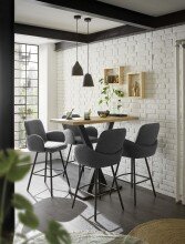 Barhocker >Malia< (2er Set) drehbar, Armlehnen, grau, schwarz - 55x103x61 (BxHxT)