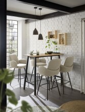 Barhocker >Malia< (2er Set) drehbar, Armlehnen, beige, schwarz - 55x103x61 (BxHxT)