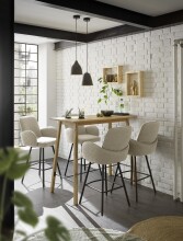 Barhocker >Malia< (2er Set) drehbar, Armlehnen, beige, schwarz - 55x103x61 (BxHxT)