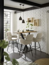 Barhocker >Malia< (2er Set) drehbar, Armlehnen, beige, schwarz - 55x103x61 (BxHxT)