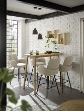 Barhocker >Malia< (2er Set) drehbar, Armlehnen, beige, schwarz - 55x103x61 (BxHxT)