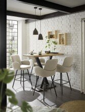 Barhocker >Malia< (2er Set) drehbar, Armlehnen, beige, schwarz - 55x103x61 (BxHxT)