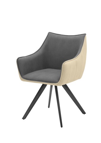 Armlehnstuhl >Nicki< (2er Set) drehbar, grau / beige, schwarz - 61x88x62 (BxHxT)