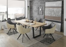 Armlehnstuhl >Nicki< (2er Set) drehbar, grau / beige, schwarz - 61x88x62 (BxHxT)