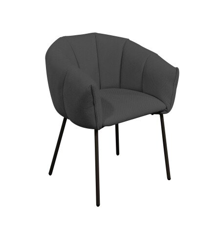 Armlehnstuhl >Pina< (2er Set) in grau, schwarz - 70x78x63 (BxHxT)