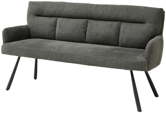 Polsterbank >Sofia< Armlehnen, Federkern, grau / schwarz,Strukturstoff - 180x93x69 (BxHxT)