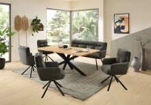 Polsterbank >Sofia< Armlehnen, Federkern, grau / schwarz,Strukturstoff - 180x93x69 (BxHxT)