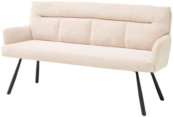 Polsterbank >Sofia< Federkern, Armlehnen, Cordbezug beige, schwarz - 180x93x69 (BxHxT)