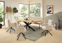 Polsterbank >Sofia< Federkern, Armlehnen, Cordbezug beige, schwarz - 180x93x69 (BxHxT)