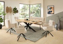 Polsterbank >Sofia< Federkern, Armlehnen, Cordbezug beige, schwarz - 180x93x69 (BxHxT)