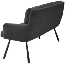 Polsterbank >Sofia< Federkern, Armlehnen, Cord grau, Gestell schwarz - 180x93x69cm (BxHxT)