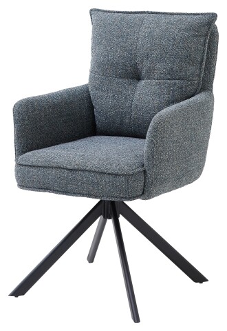 Armlehnstuhl >Sofia young< (2er Set) Federkern, drehbar, blau, schwarz - 61x93,5x67 (BxHxT)