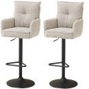Barhocker >Sofia young< (2er Set) Armlehnen, beige, schwarz - 54x99/120x58 (BxHxT)