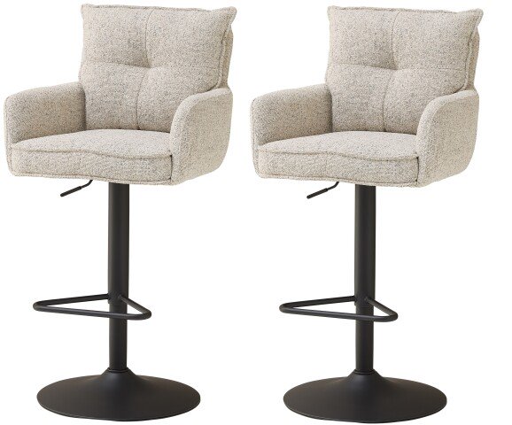 Barhocker >Sofia young< (2er Set) Armlehnen, beige, schwarz - 54x99/120x58 (BxHxT)