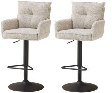 Barhocker >Sofia young< (2er Set) Armlehnen, beige, schwarz - 54x99/120x58 (BxHxT)