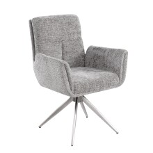 Armlehnstuhl >Sofia Premium< (2er Set) Federkern, drehbar, grau, Edelstahl - 61x93,5x67 (BxHxT)
