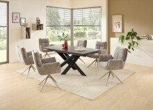 Armlehnstuhl >Sofia Premium< (2er Set) Federkern, drehbar, grau, Edelstahl - 61x93,5x67 (BxHxT)