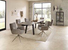 Armlehnstuhl >Sofia Premium< (2er Set) Federkern, drehbar, grau, Edelstahl - 61x93,5x67 (BxHxT)