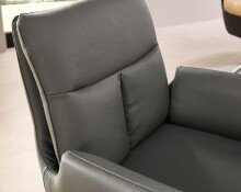 Armlehnstuhl >Sofia Premium< (2er Set) Federkern, drehbar, Leder grau, Edelstahl - 61x94x67 (BxHxT)