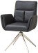 Armlehnstuhl >Sofia Premium< (2er Set) Federkern, drehbar, Leder schwarz,Edelstahl - 61x94x67 BxHxT