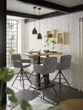 Barhocker >Sofia< (2er Set) drehbar, Armlehnen, grau, schwarz - 54x103,5x60 (BxHxT)