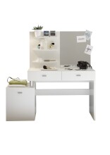 Schminktisch >Shadow 7< 2 Schubladen, 1 Tür, 3 Ablagen, Weiß - 132x145x43cm (BxHxT)