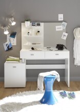 Schminktisch >Shadow 7< 2 Schubladen, 1 Tür, 3 Ablagen, Weiß - 132x145x43cm (BxHxT)