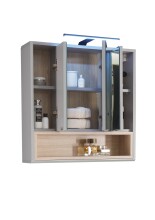 Badezimmer-Set >Tunis< (3-tlg. ) in Grau matt / Abs. Sonoma Eiche Dekor
