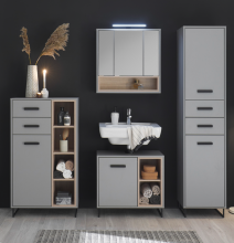 Badezimmer-Set >Tunis< (4-tlg. ) in Grau matt /...