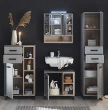 Badezimmer-Set >Tunis< (4-tlg. ) in Grau matt /...